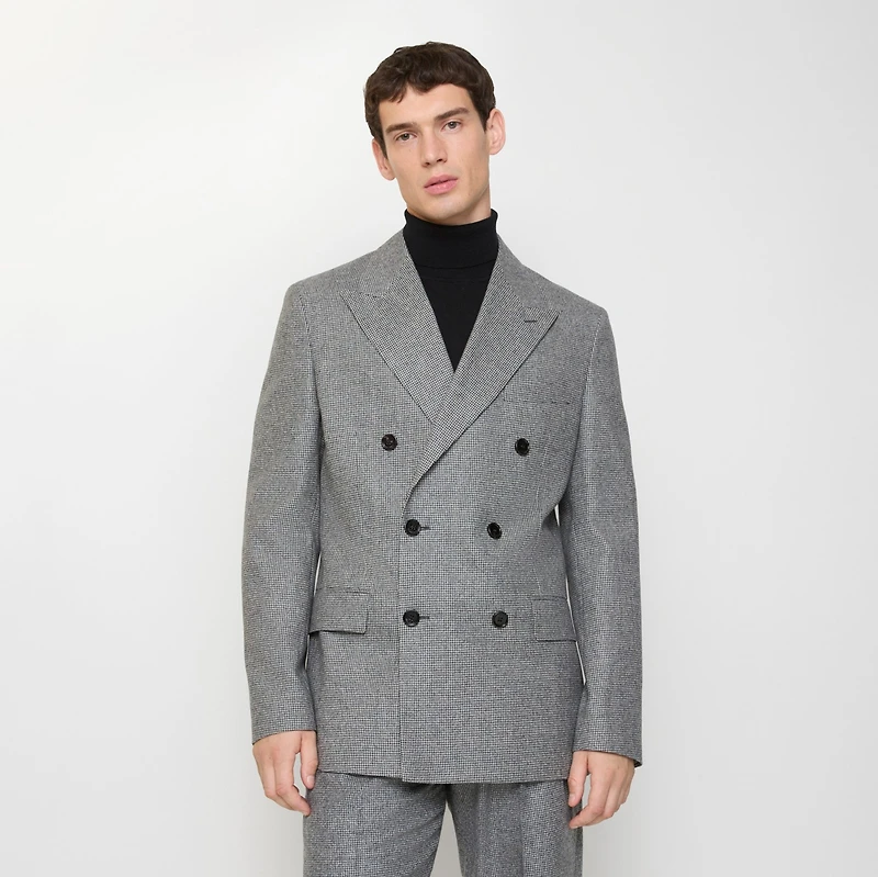 Puppytooth Check Wool Tailored Jacket in Titanium grey/black - Men | Burberry® Official