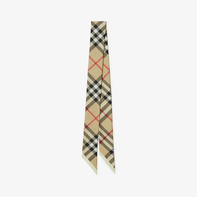 Skinny Check Silk Scarf in Archive beige | Burberry® Official