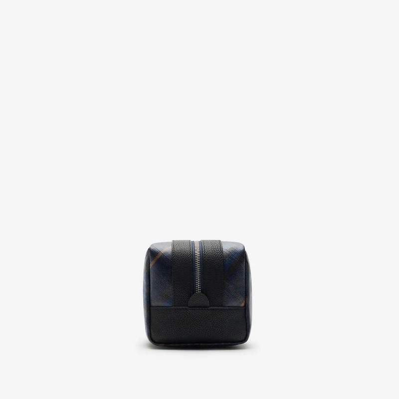Check Travel Pouch in Midnight - Men, Cotton, Linen | Burberry® Official