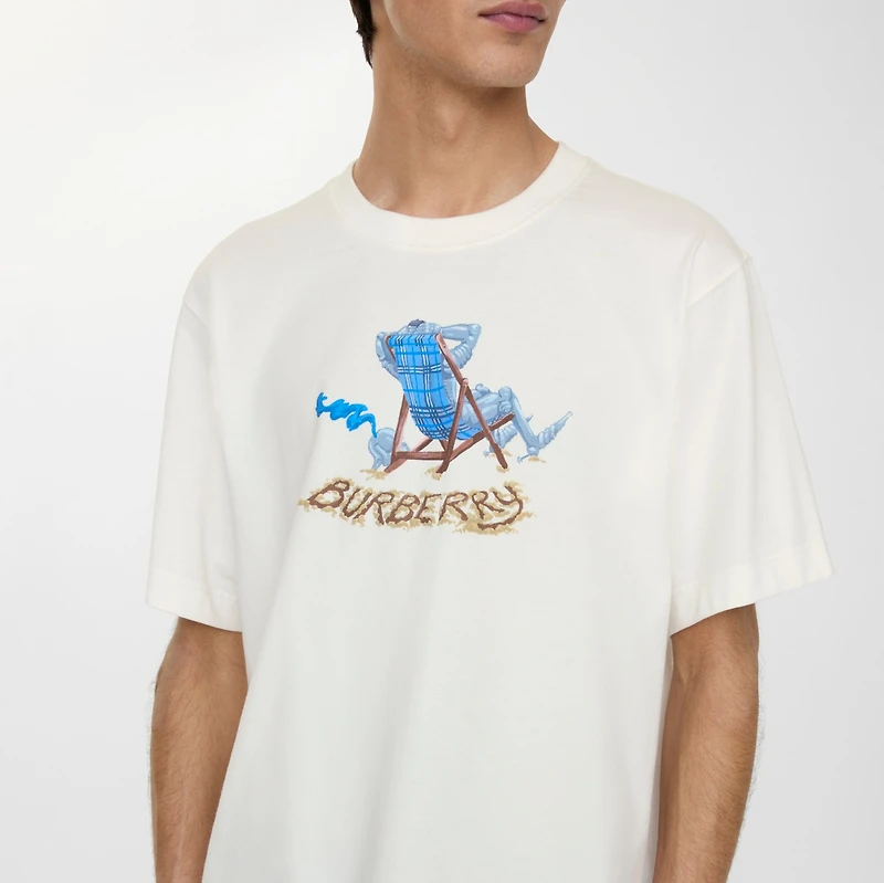 Beach Knight Cotton T-shirt in Chalk white - Men | Burberry® Official