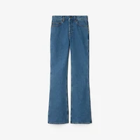 High Rise Bootcut Jeans in Mid blue - Women, Cotton | Burberry® Official
