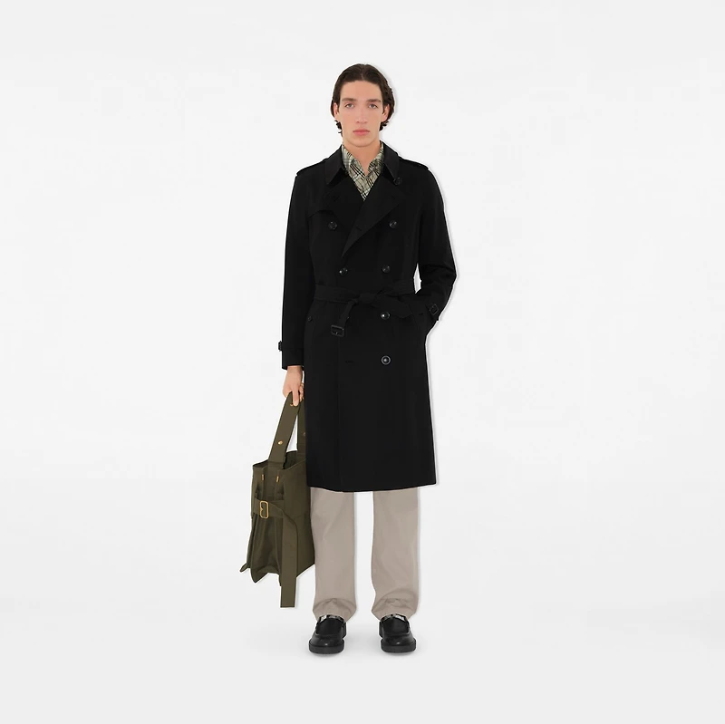Long Kensington Heritage Trench Coat in Black - Men, Cotton Gabardine | Burberry® Official