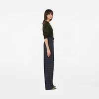 Check Trim Wool Sweater in Shale - Women | Burberry® Official