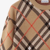Check Wool Mohair Blend Sweater in Sand - Men, Nylon | Burberry® Official