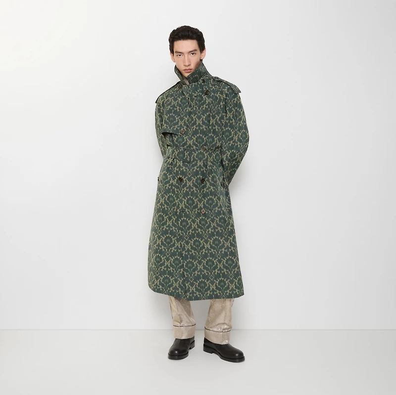 Long Baroque Viscose Blend Trench Coat in Vine green - Men | Burberry® Official