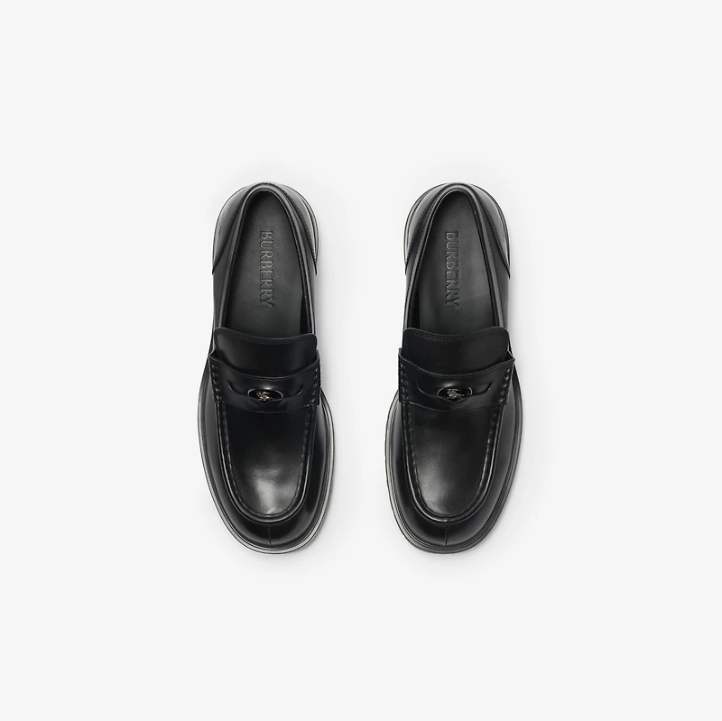 Leather Rogue Loafers in Black - Men | Burberry® Official