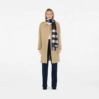 Check Cashmere Scarf in Navy Blue | Burberry® Official