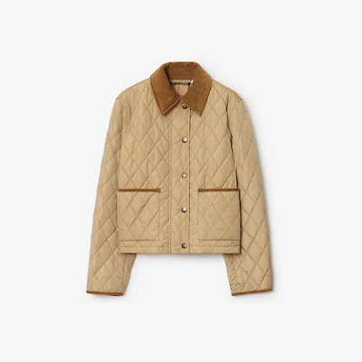 Cropped Quilted Nylon Jacket in Flax/sand - Women | Burberry® Official