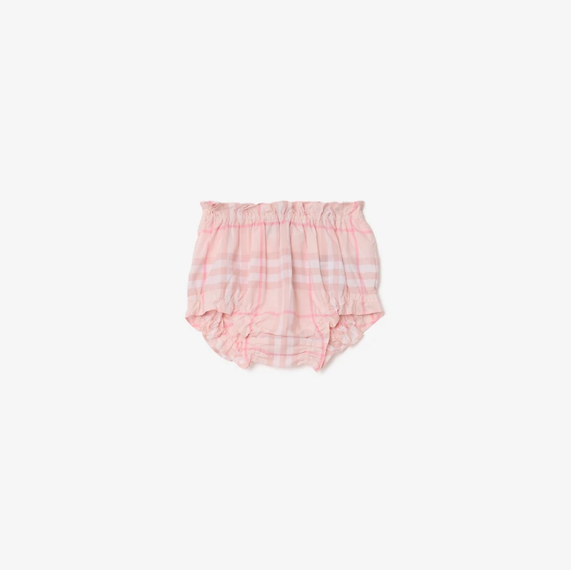 Check Cotton Dress with Bloomers in Ice pink - Children | Burberry® Official