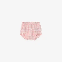 Check Cotton Dress with Bloomers in Ice pink - Children | Burberry® Official