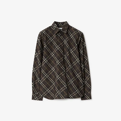 Relaxed Fit Check Cotton Shirt in Truffle brown - Men | Burberry® Official