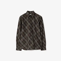 Relaxed Fit Check Cotton Shirt in Truffle brown - Men | Burberry® Official