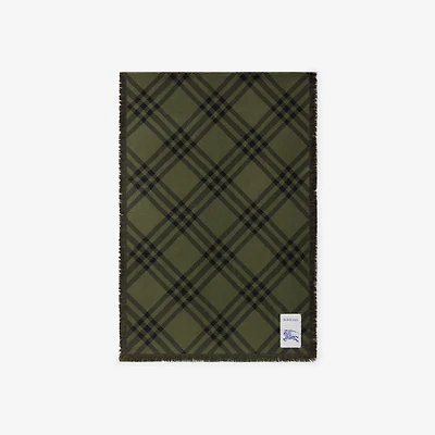 Wide Check Wool Silk Scarf in Shrub/black | Burberry® Official