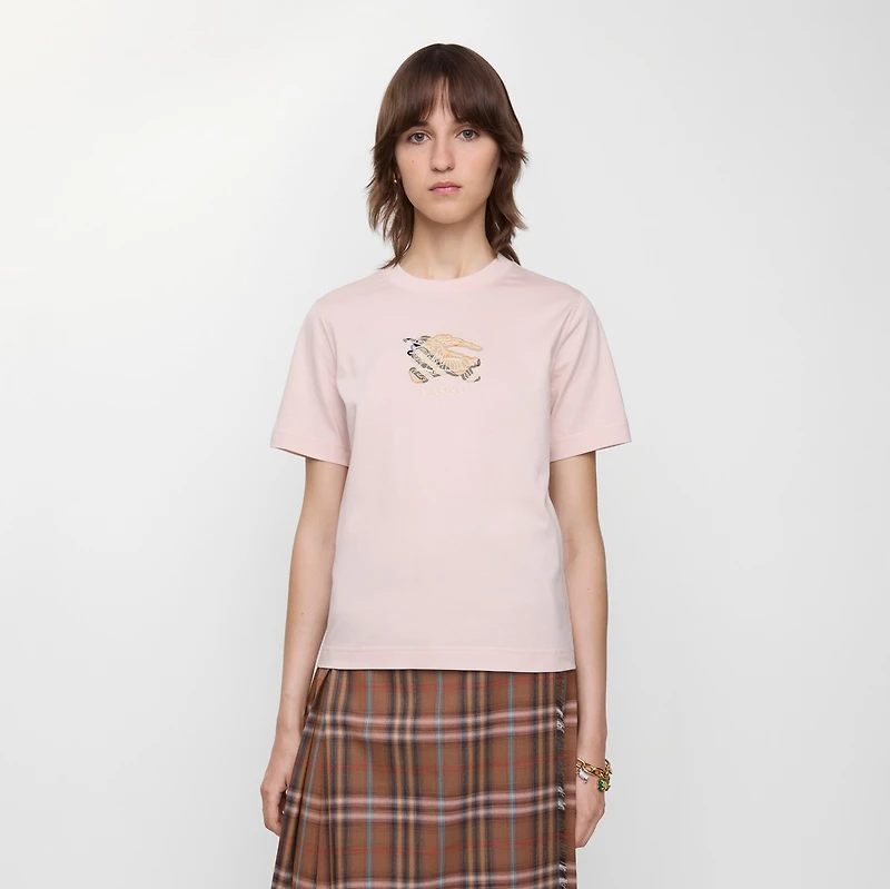 EKD Check Cotton T-shirt in Bouquet pink - Women | Burberry® Official
