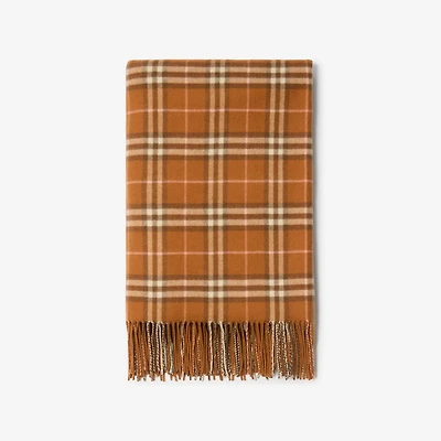 Check Cashmere Blanket in Squash orange | Burberry® Official