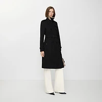 Long Chelsea Heritage Trench Coat in Black - Women, Cotton Gabardine | Burberry® Official