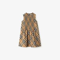 Check Cotton Poplin Dress in Sand | Burberry® Official