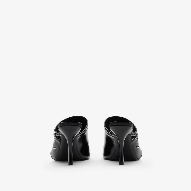 Leather Peep Sandals in Black - Women | Burberry® Official