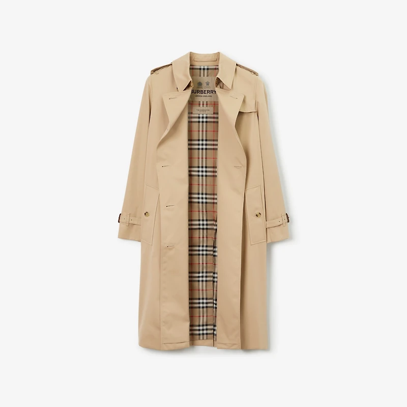 Long Kensington Heritage Trench Coat in Honey beige - Women, Cotton Gabardine | Burberry® Official
