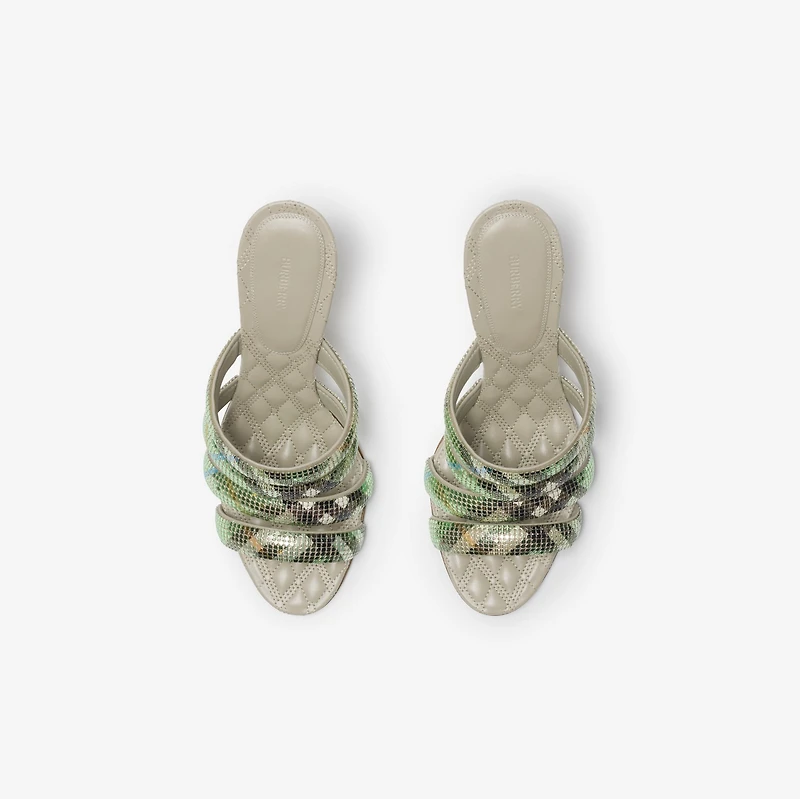 Check Mesh Mews Strap Mules in Artichoke - Women | Burberry® Official