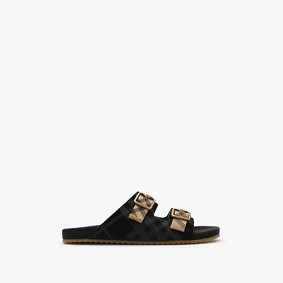 Check Suede Urchin Sandals in Black - Men | Burberry® Official