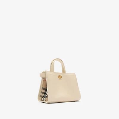 Mini Cotswolds Check Tote in Soap beige - Women, Leather | Burberry® Official