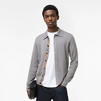 Check Trim Wool Cardigan in Grey - Men | Burberry® Official
