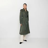 Long Nylon Hooded Trench Coat in Marrow green - Women | Burberry® Official