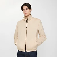 Reversible Cotton Harrington Jacket in Sparrow beige - Men | Burberry® Official