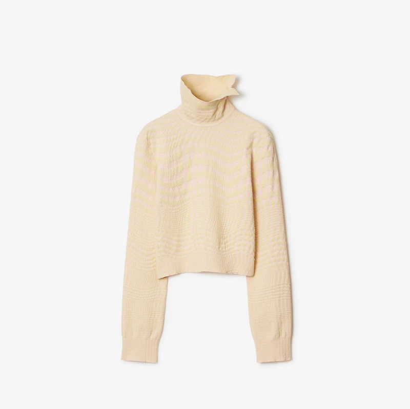 Warped Houndstooth Wool Blend Sweater in Cameo - Women | Burberry® Official