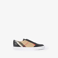 Check and Leather Sneakers in Black - Women | Burberry® Official