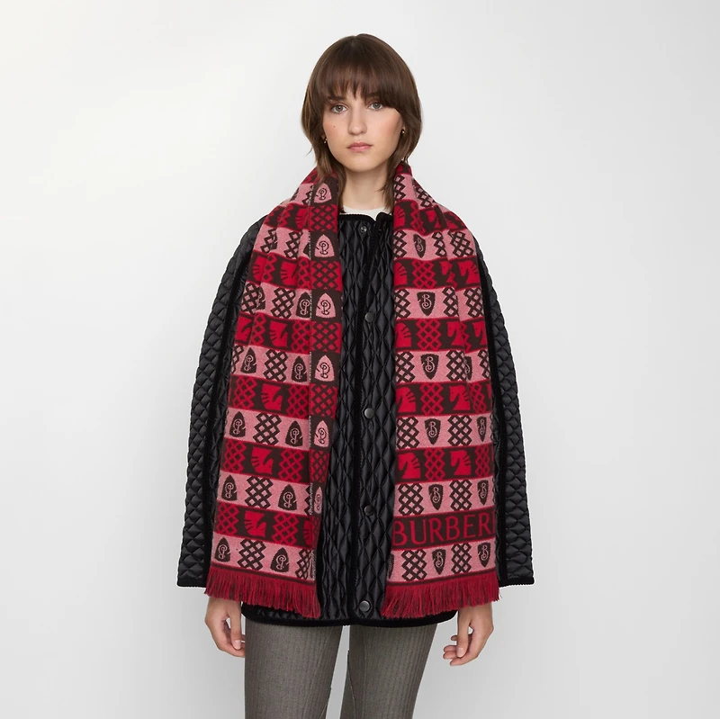Chess Fair Isle Wool Scarf in Post red | Burberry® Official