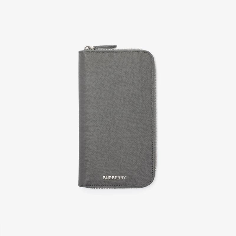 Leather Zip Wallet in Anthracite grey - Men | Burberry® Official