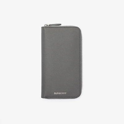 Leather Zip Wallet in Anthracite grey - Men | Burberry® Official