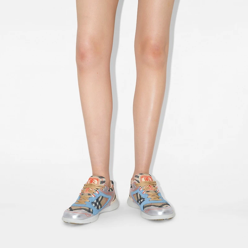 Check Matrix Sport Sneakers in Sand - Women, Nylon | Burberry® Official