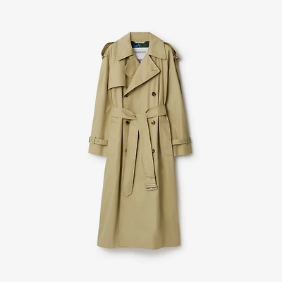 Long Highgrove Castleford Trench Coat in Hunter - Women, Cotton Gabardine | Burberry® Official
