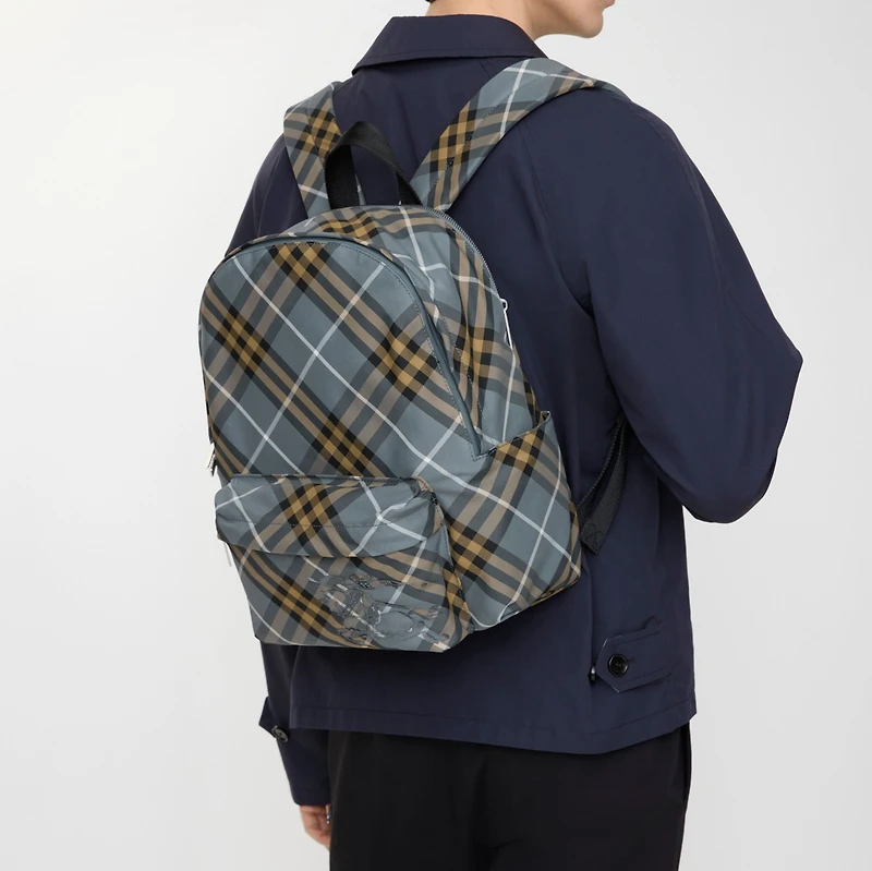Small Check Backpack in Wave blue - Men, Technical | Burberry® Official