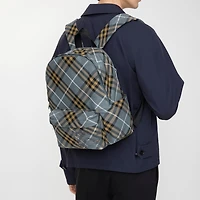 Small Check Backpack in Wave blue - Men, Technical | Burberry® Official