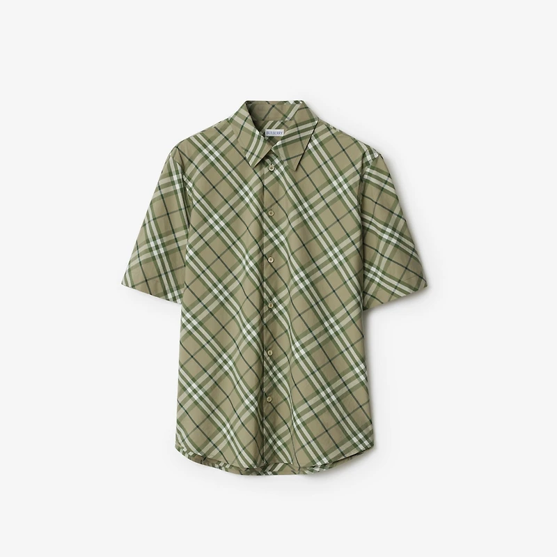 Check Cotton Shirt in Skylark - Men | Burberry® Official