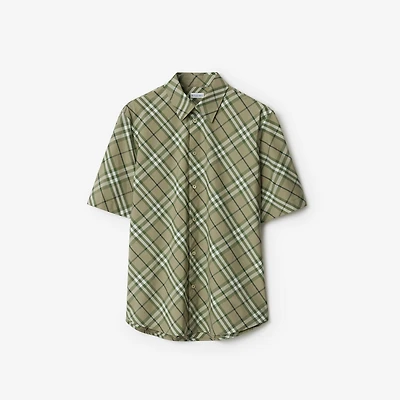 Check Cotton Shirt in Skylark - Men | Burberry® Official