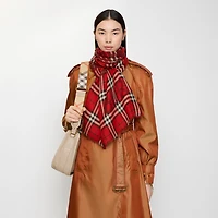 Wide EKD Check Wool Silk Scarf in Post red | Burberry® Official