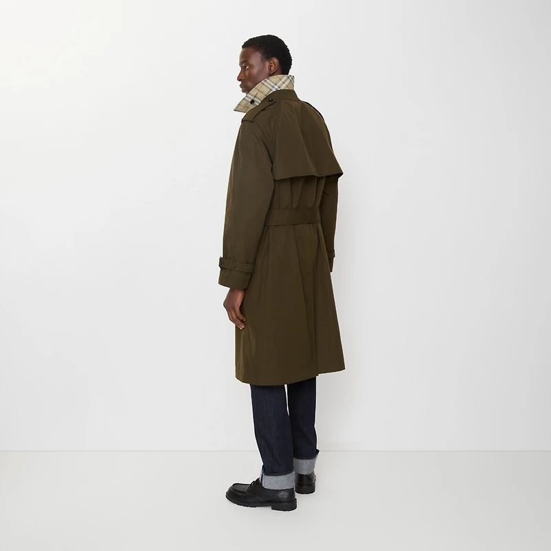 Long Lightweight Cotton Trench Coat in Marsh green - Men | Burberry® Official
