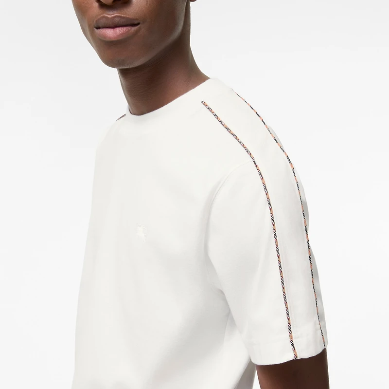 Check Piping Cotton T-shirt in Chalk white - Men | Burberry® Official