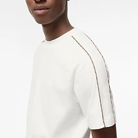 Check Piping Cotton T-shirt in Chalk white - Men | Burberry® Official