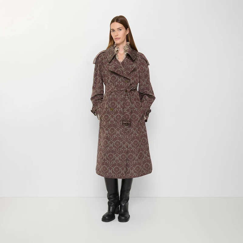 Long Baroque Viscose Blend Fitzrovia Trench Coat in Duchess red - Women | Burberry® Official