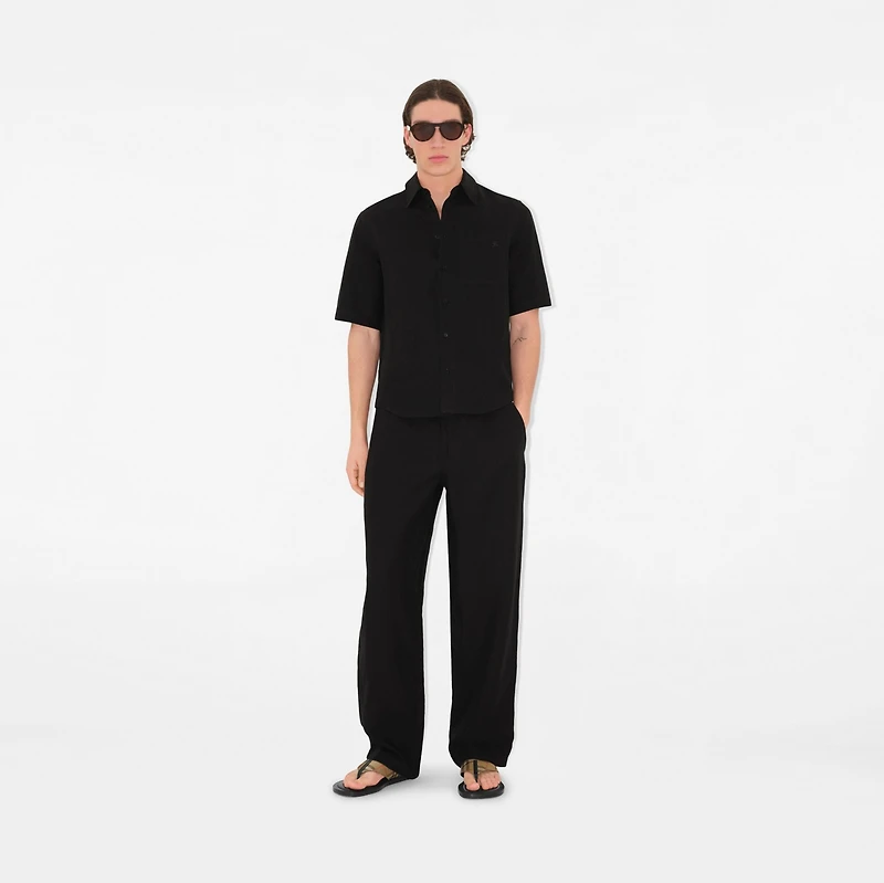 Linen Shirt in Black - Men | Burberry® Official