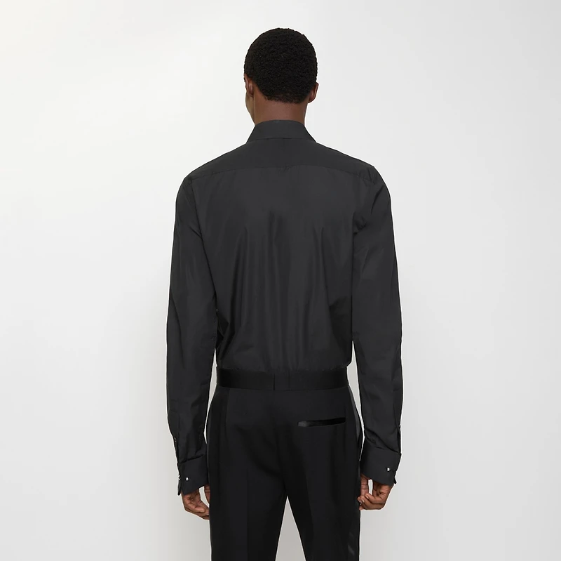 Slim Fit Cotton Tuxedo Shirt in Black - Men | Burberry® Official