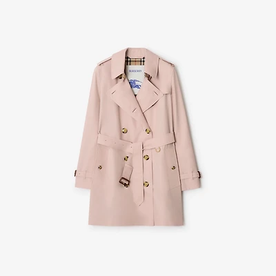 Short Tropical Gabardine Kensington Trench Coat in Pale sugar pink - Women, Cotton Gabardine | Burberry® Official