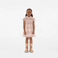 Check Cotton Poplin Dress in Shell | Burberry® Official