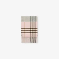 Contrast Check Cashmere Scarf in Bow pink/mitten grey | Burberry® Official